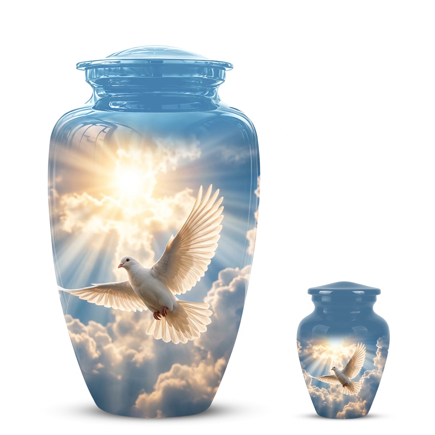 White Dove Bird Themed Urn - Custom Handcrafted Memorial Urns For Ashes