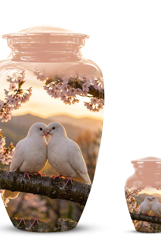 White Couple Dove - Peaceful Memorial Urns To Tribute Lover's Ashes