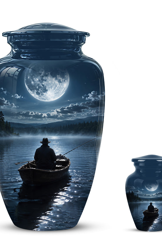 Fishing Memorial Urn - Affordable Night Fishing Themed Urns For Ashes