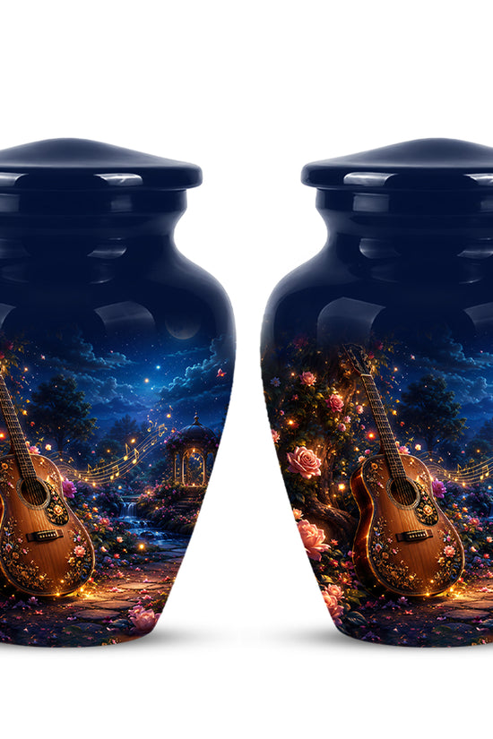 Acoustic Guitar & Starry Night Urn - Custom Funeral Urns For Musicians