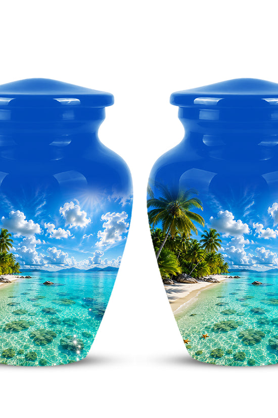 Beach Themed Memorial Urn - Beautifully Handcrafted Urns For Human Ash