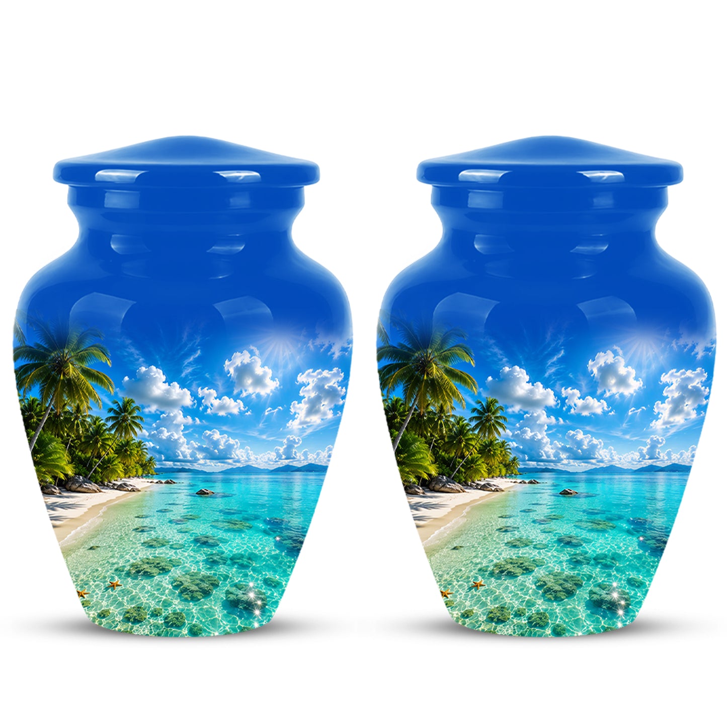Beach Themed Memorial Urn - Beautifully Handcrafted Urns For Human Ash
