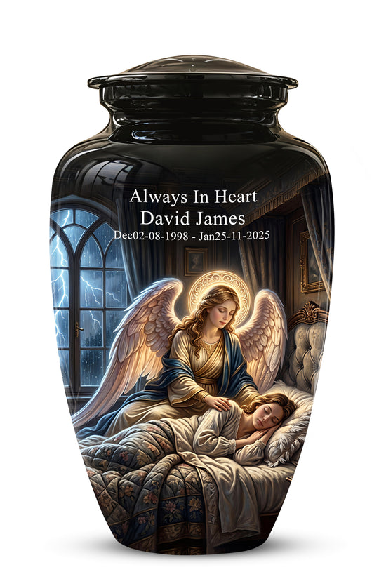 Angel Mom Cremation Urn - Black Memorial Urns For Mother Ashes