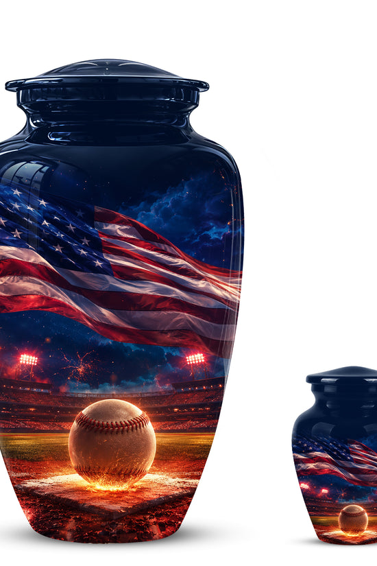 Baseball With American Flag - Custom Baseball Urns For Patriotic Human