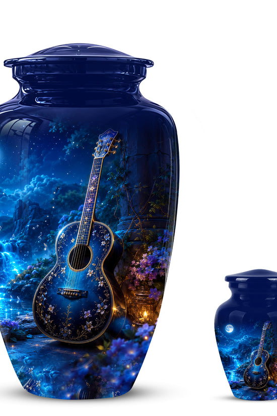Blue Guitar Moonlight Urn - Beautiful Artistic Urns For Music Lovers