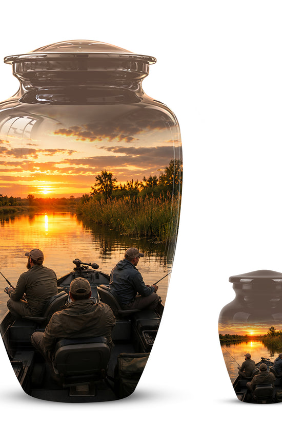 Fisherman Sunset Cremation Urn - Personalized Burial Urns For Ashes
