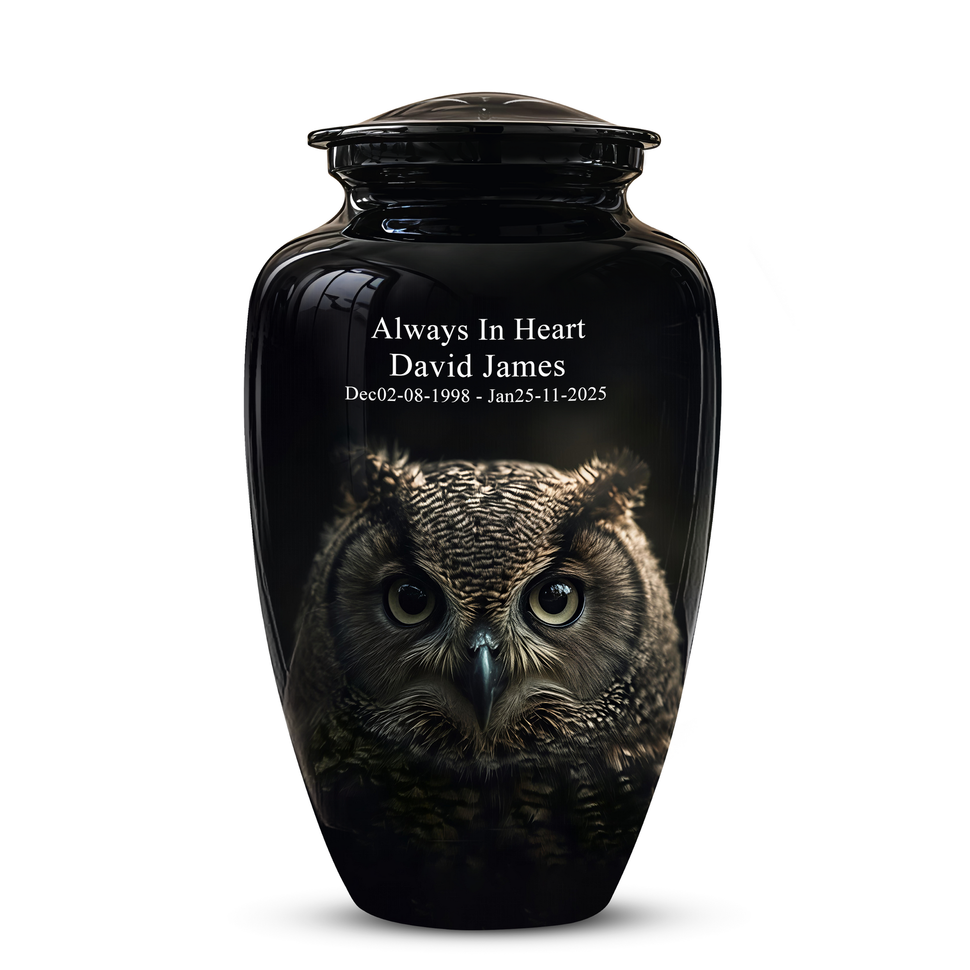 Owl Cremation Urns For Human Ashes - Black Burial Urns For Dad