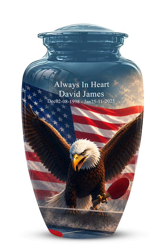 Flying Eagle With American Flag Urn - Patriotic Funeral Memorial Urns