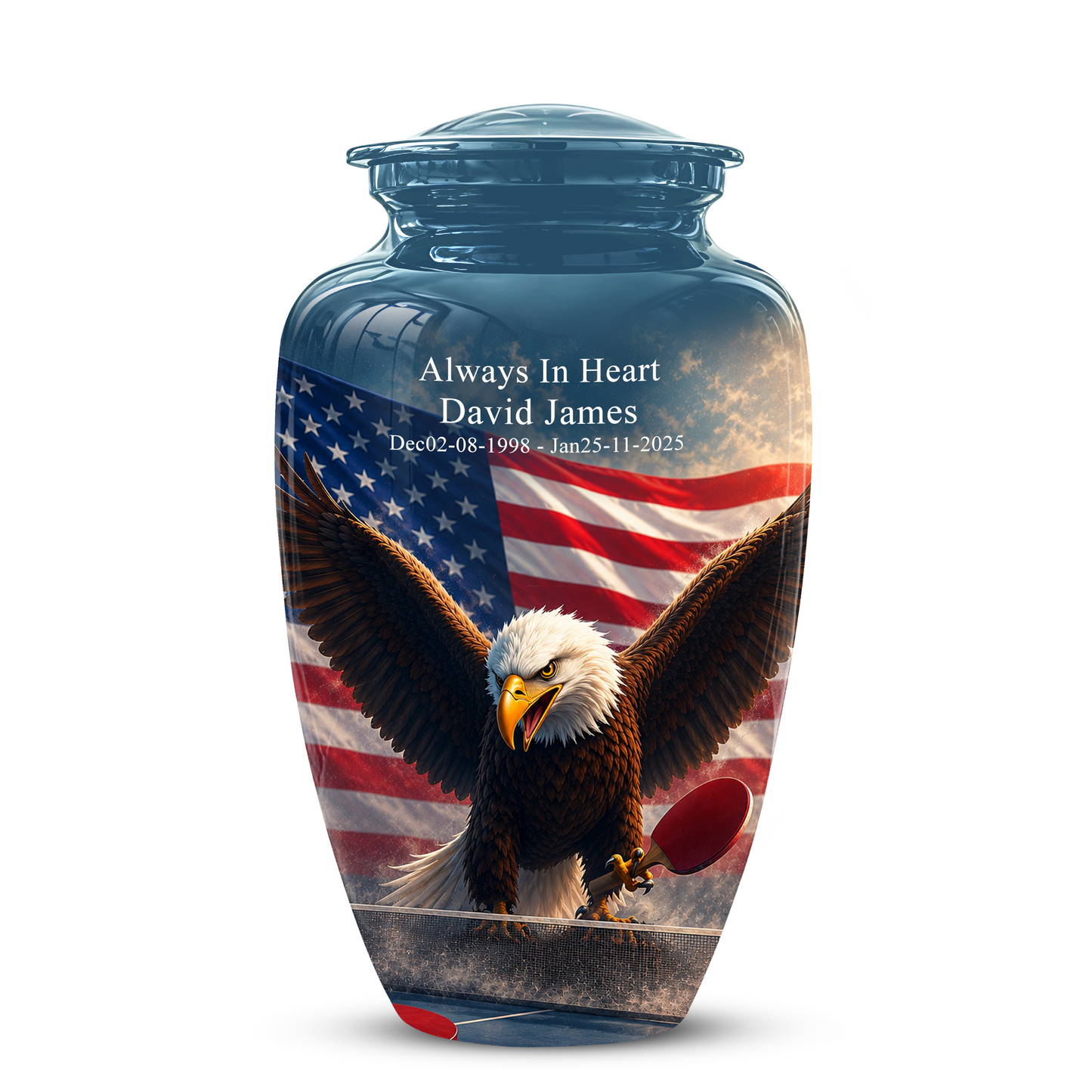 Flying Eagle With American Flag Urn - Patriotic Funeral Memorial Urns