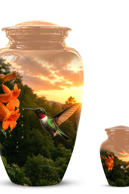 Hummingbird Memorial Urn - Custom Sunset Scenic Urns For Human Ashes