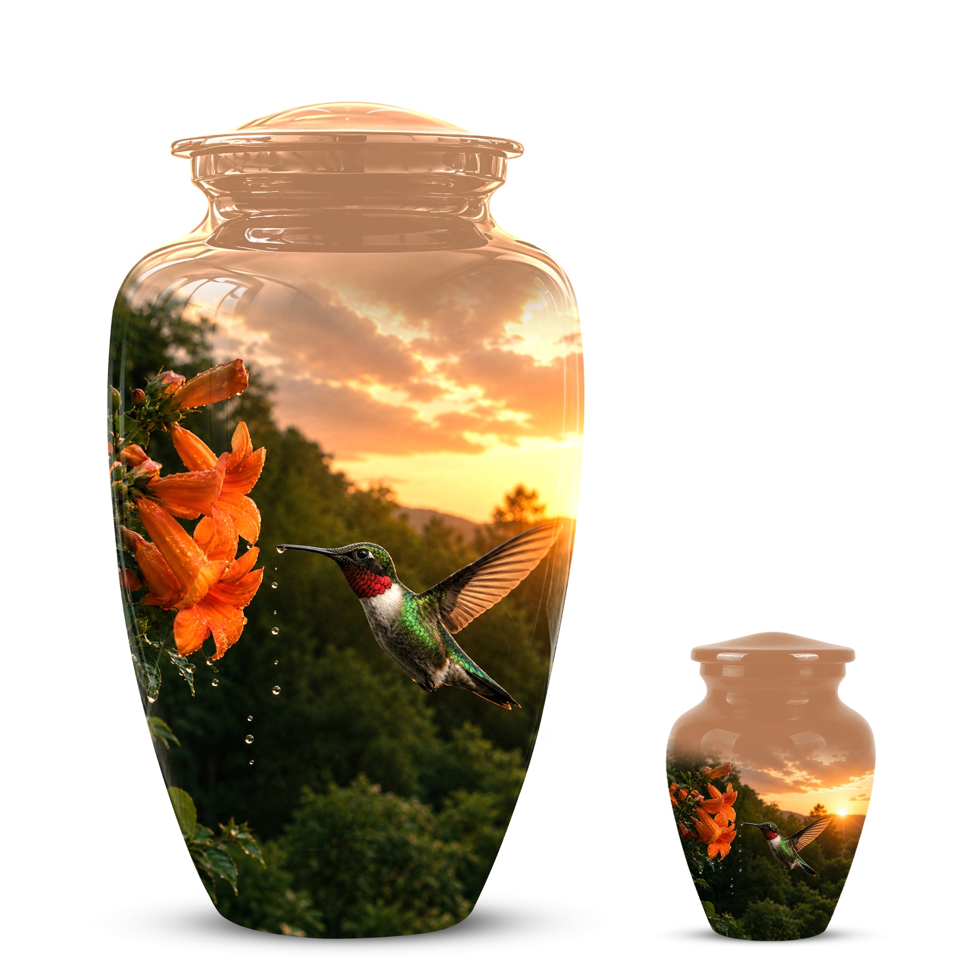 Hummingbird Memorial Urn - Custom Sunset Scenic Urns For Human Ashes