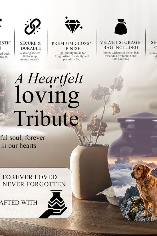 Golden Retriever Themed Urn - Handcrafted Custom Urn For Pet Dog Ashes