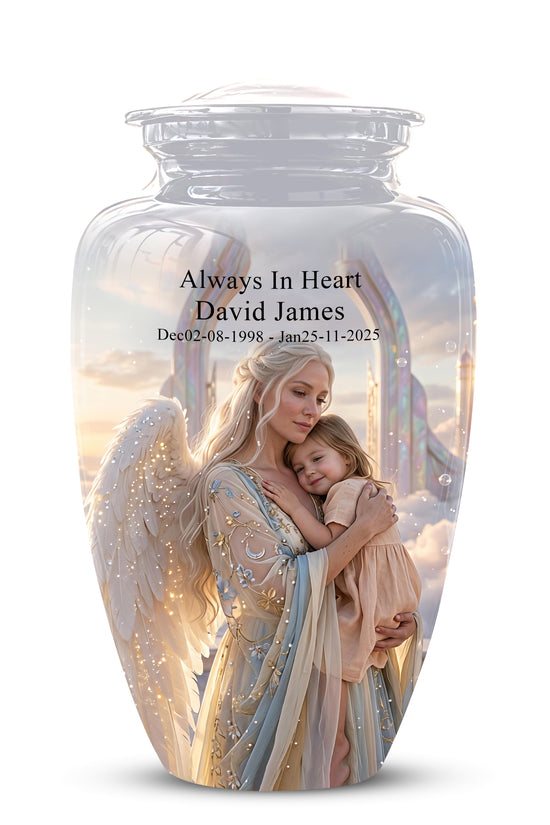 Angel Mother With Child Memorial Urn - Artistic Cremation Urns For Mom