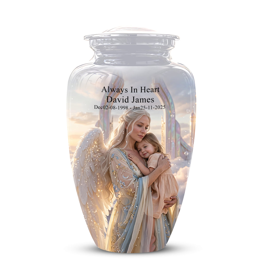 Angel Mother With Child Memorial Urn - Artistic Cremation Urns For Mom