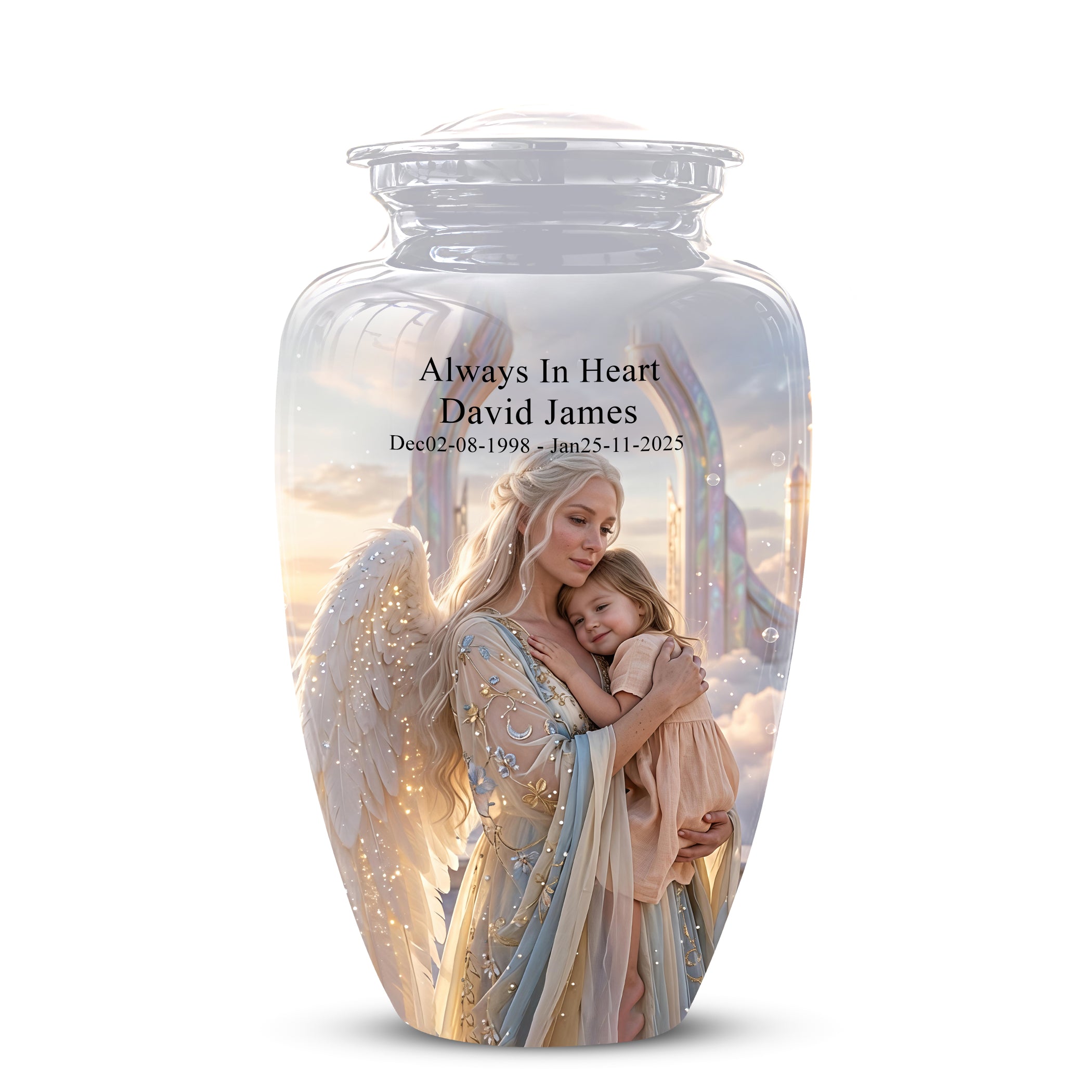 Angel Mother With Child Memorial Urn - Artistic Cremation Urns For Mom