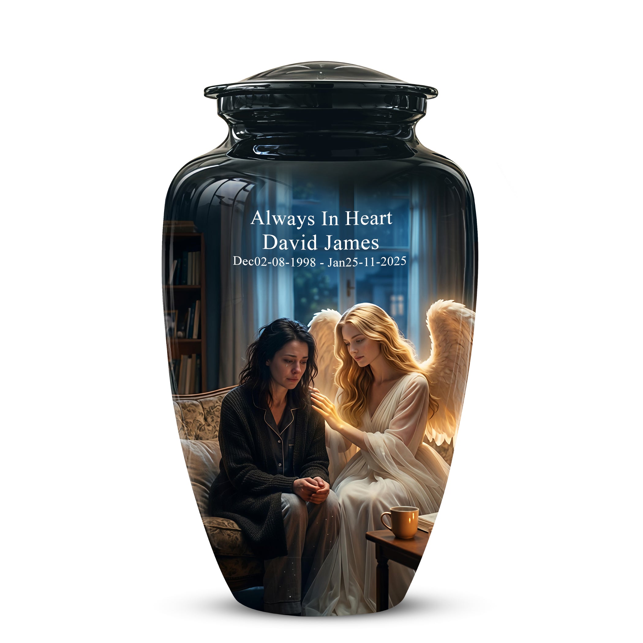 Black Angel Burial Urns - Personalized Memorial Urns For Mother Ashes