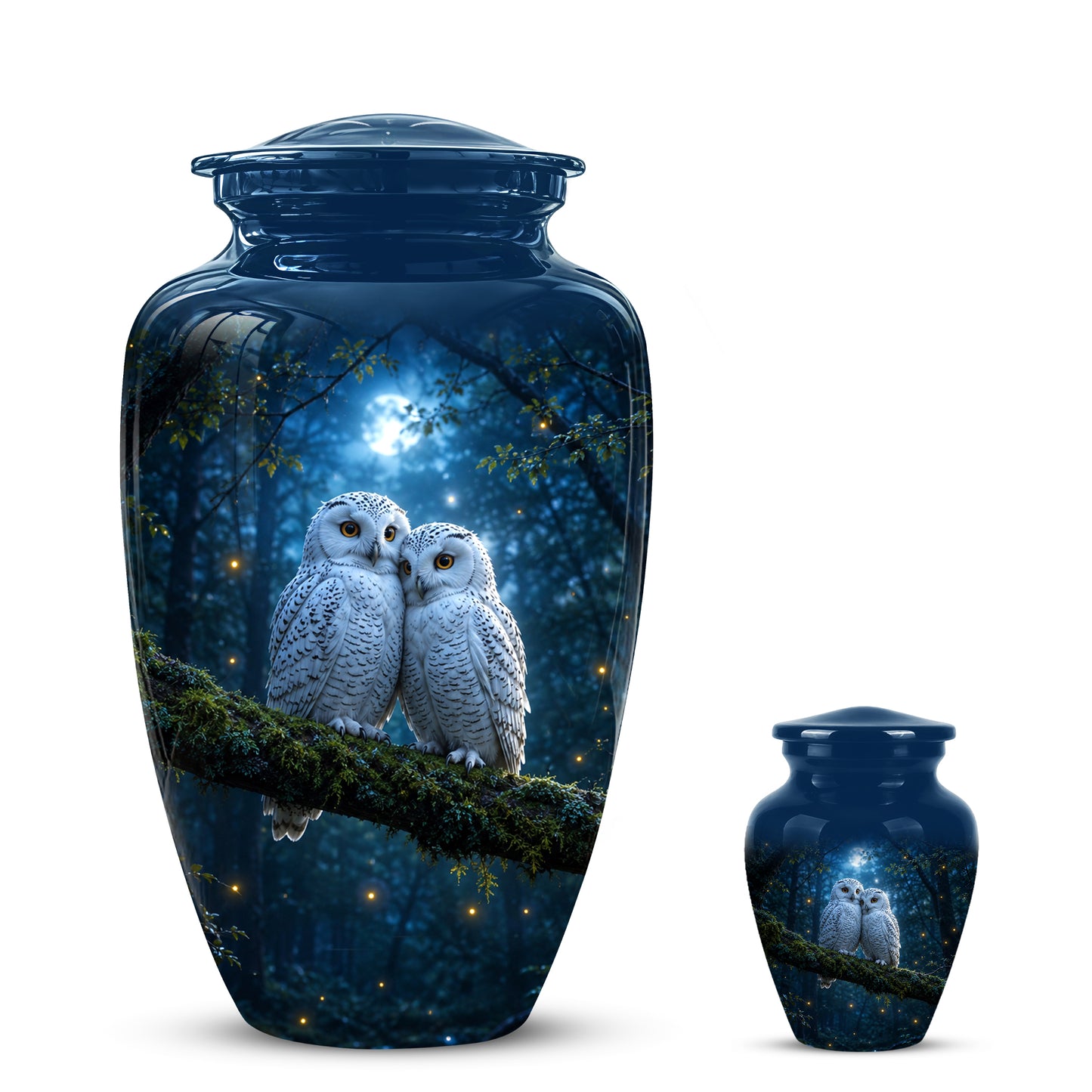 Starry Night Couple Owl Funeral Urn - Owl Funeral Urns For Loved Ones
