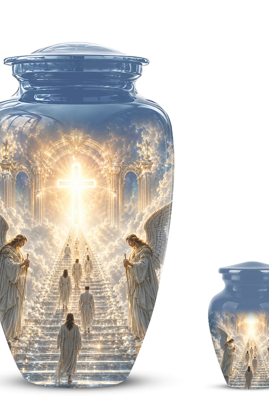 Heaven’s Gate Cross Cremation Urn – Angel Memorial Urn For Human Ashes