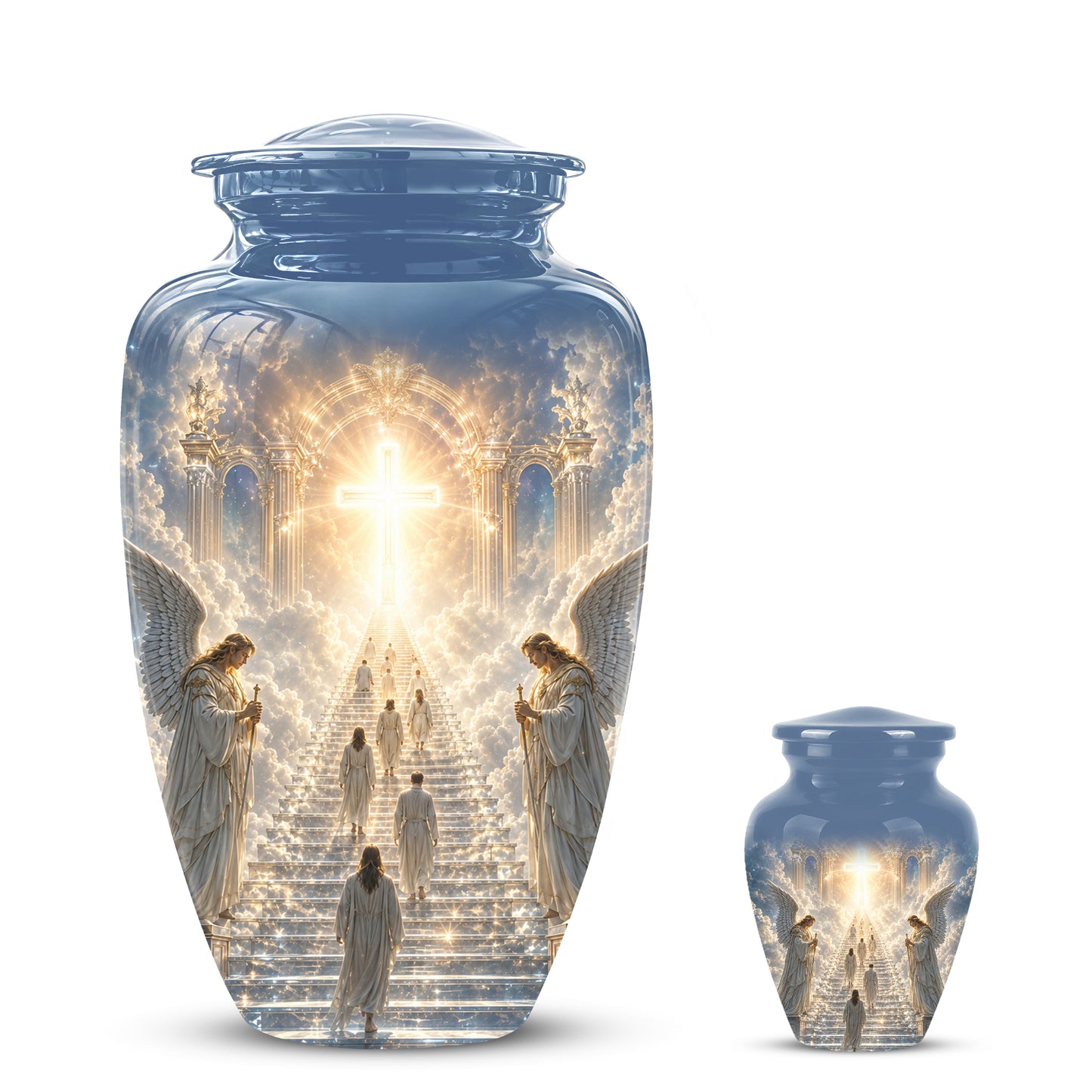 Heaven’s Gate Cross Cremation Urn – Angel Memorial Urn For Human Ashes