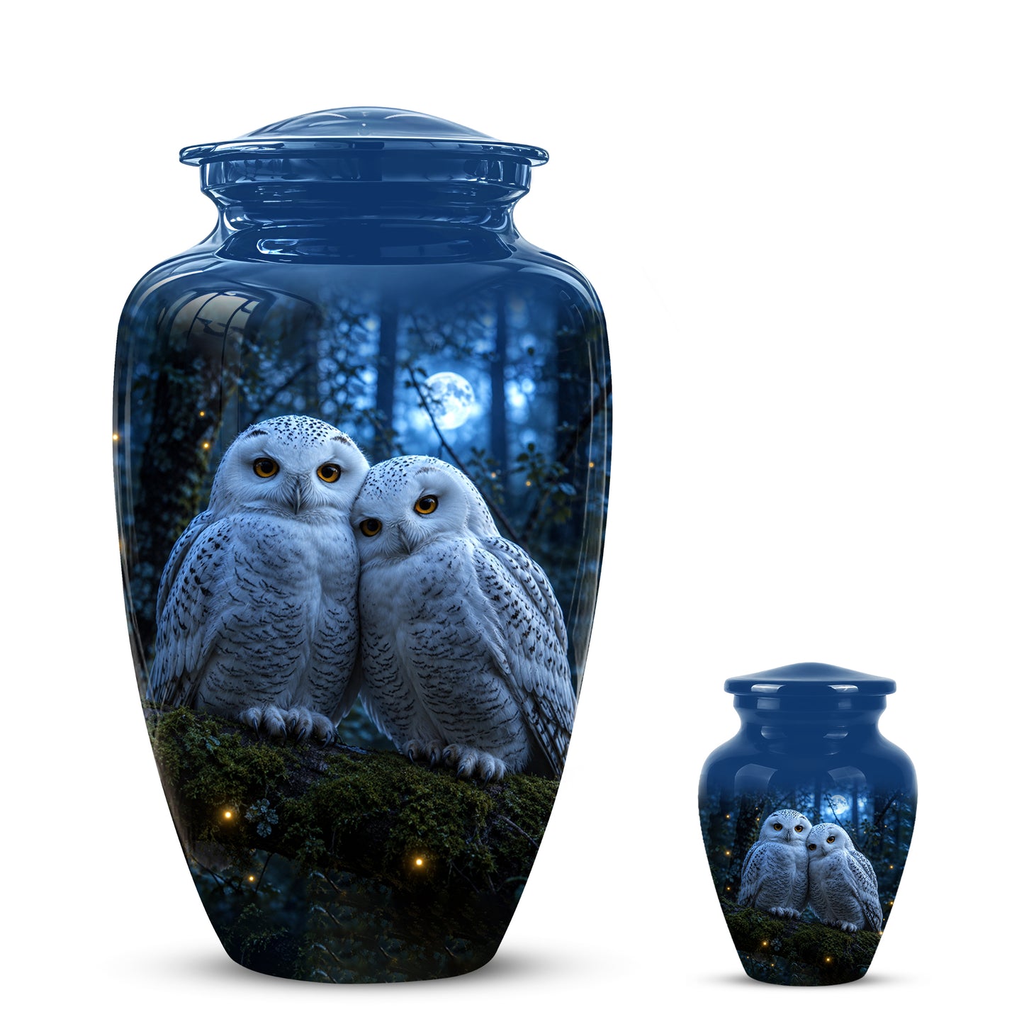 Snowy Owl Cremation Urn - Majestic Blue Memorial Urns For Human Ashes