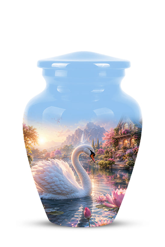 White Swan Themed Urn - Beautiful Custom Memorial Urns For Men & Women