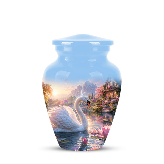 White Swan Themed Urn - Beautiful Custom Memorial Urns For Men & Women