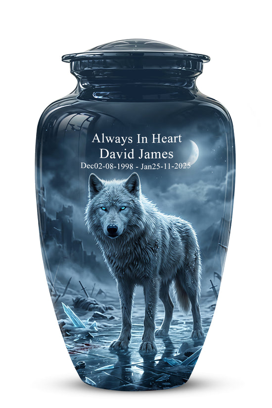 Moonlight White Wolf Urn for Human Ashes - Urns For Men & Women Ashes