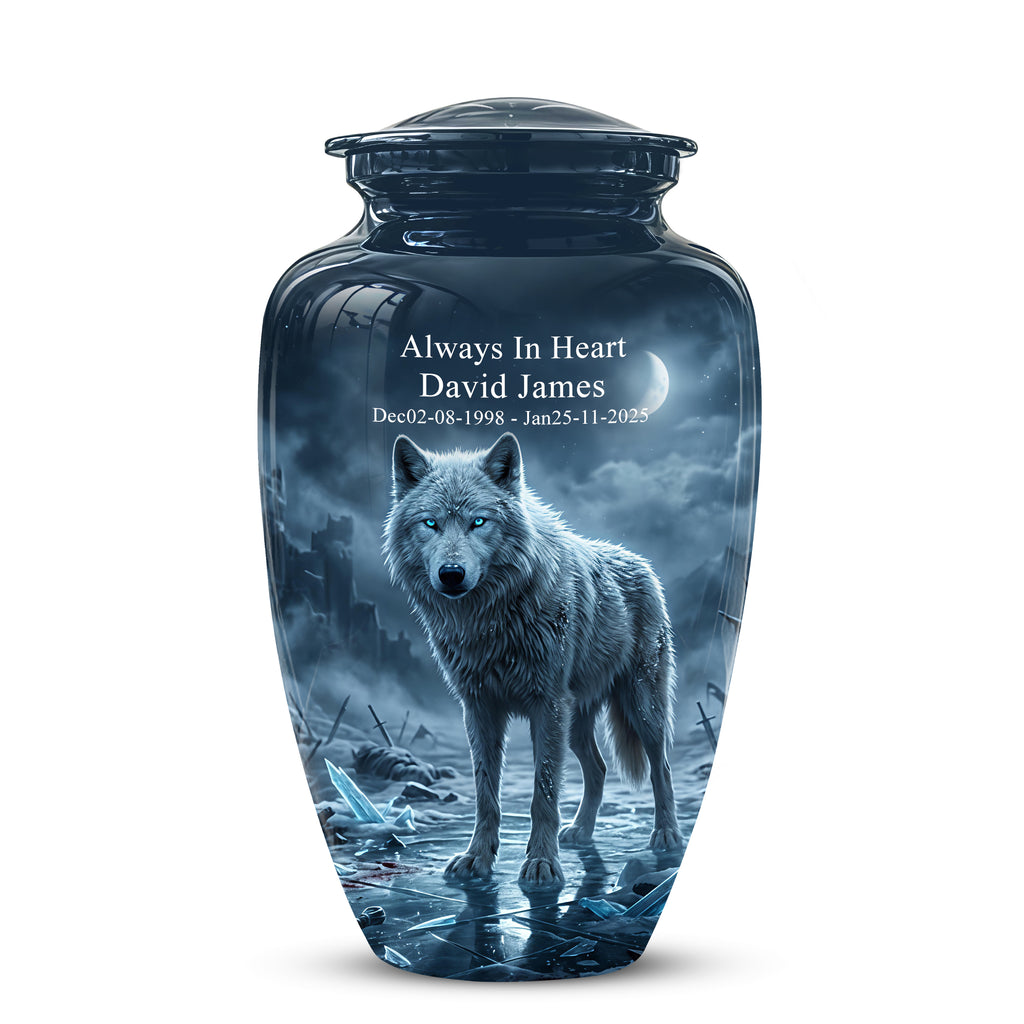 Moonlight White Wolf Urn for Human Ashes - Urns For Men & Women Ashes