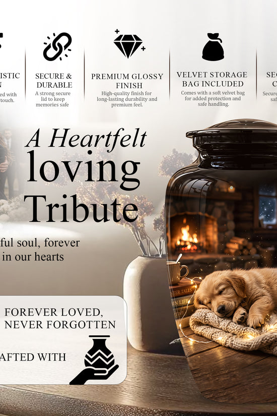 Dog Puppy Cremation Urn - Resting Eternal Memorial Urns For Pet Ashes