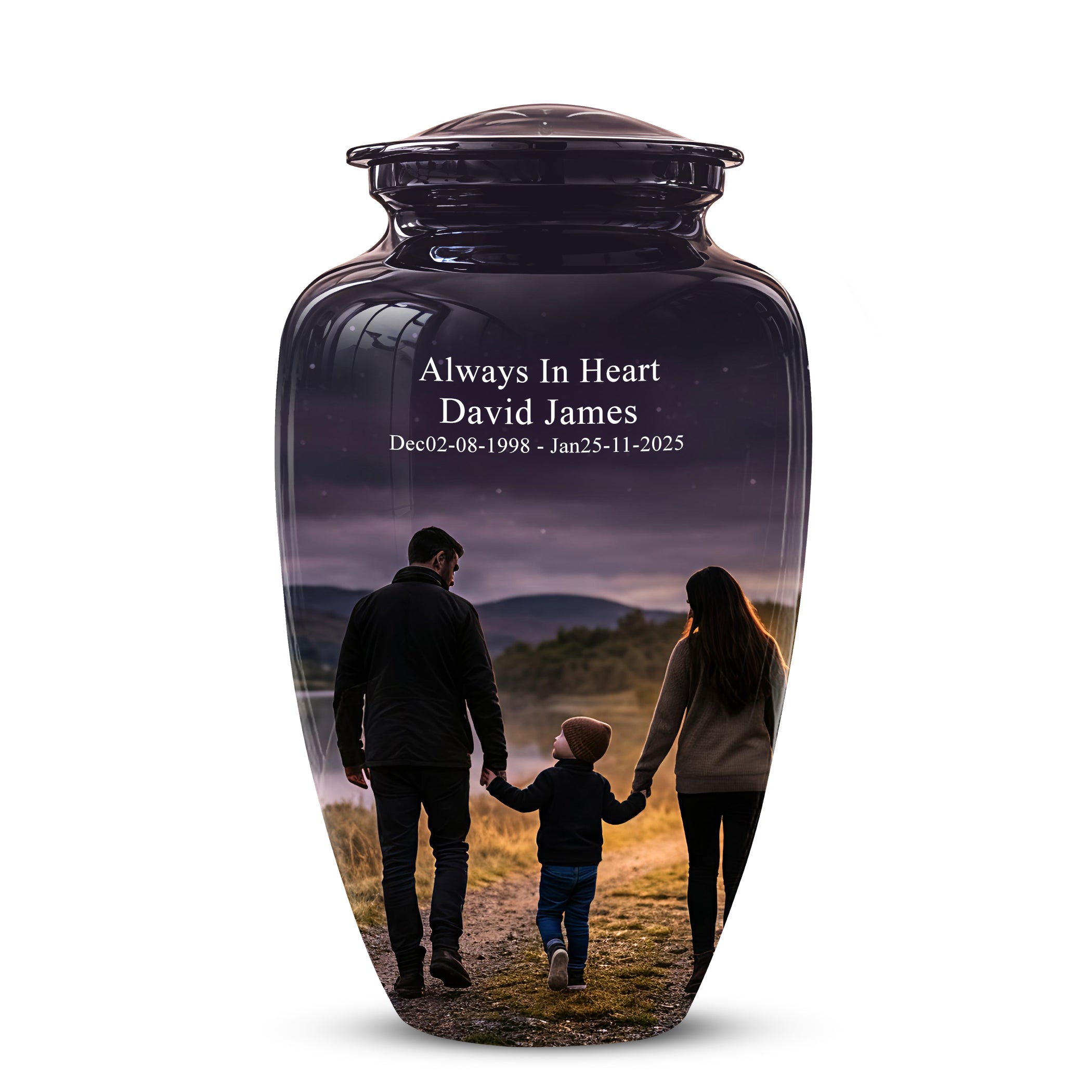 Dad, Son & Mom Cremation Urn - Artistic Night Burial Urns For Human Ashes