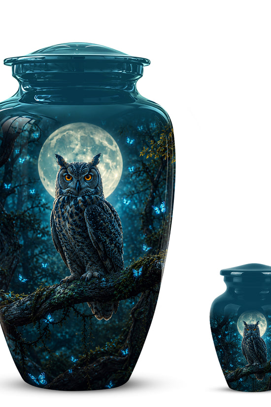 Majestic Horned Owl Burial Urn - Moonlight Owl Funeral Urns For Ashes