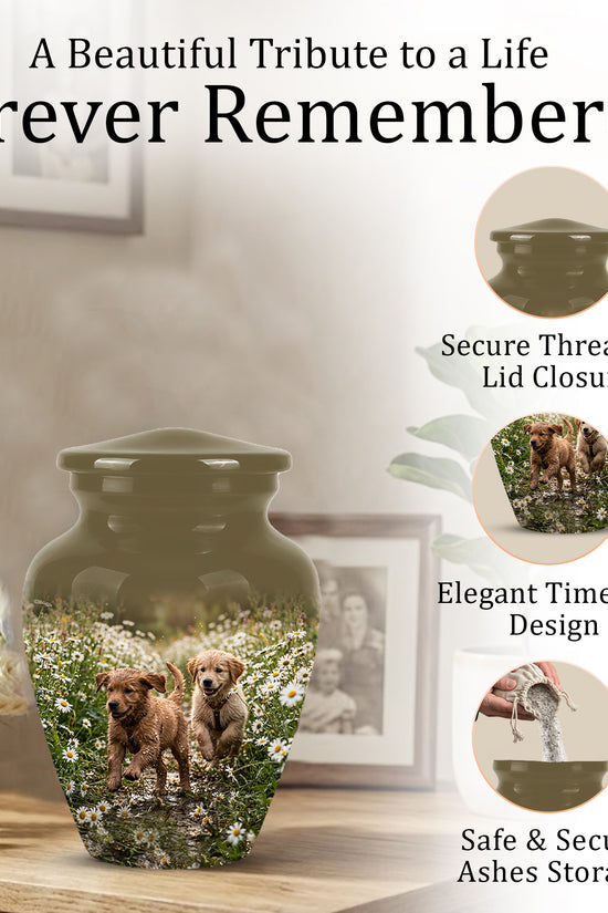 Playful Dog Puppy Urn - Personalized Memorial Urns For Pet Ashes