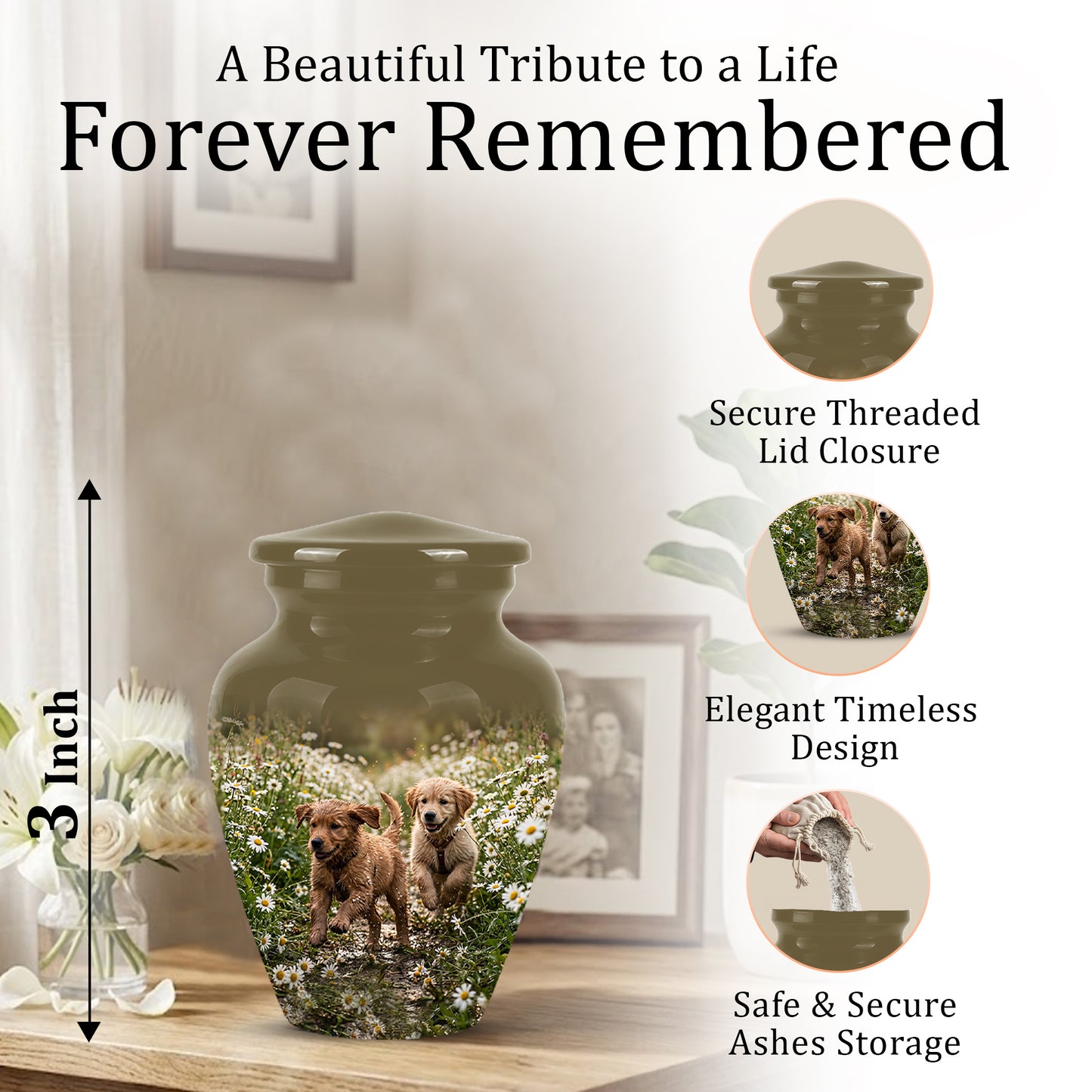 Playful Dog Puppy Urn - Personalized Memorial Urns For Pet Ashes
