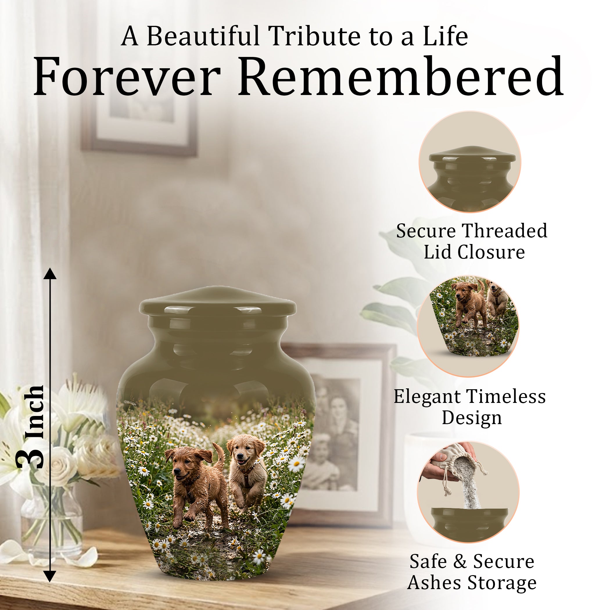 Playful Dog Puppy Urn - Personalized Memorial Urns For Pet Ashes