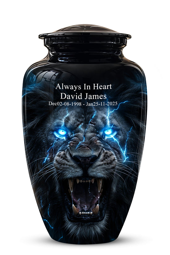 Black Lion Memorial Urns - Custom Handmade Burial Urns For Human Ashes