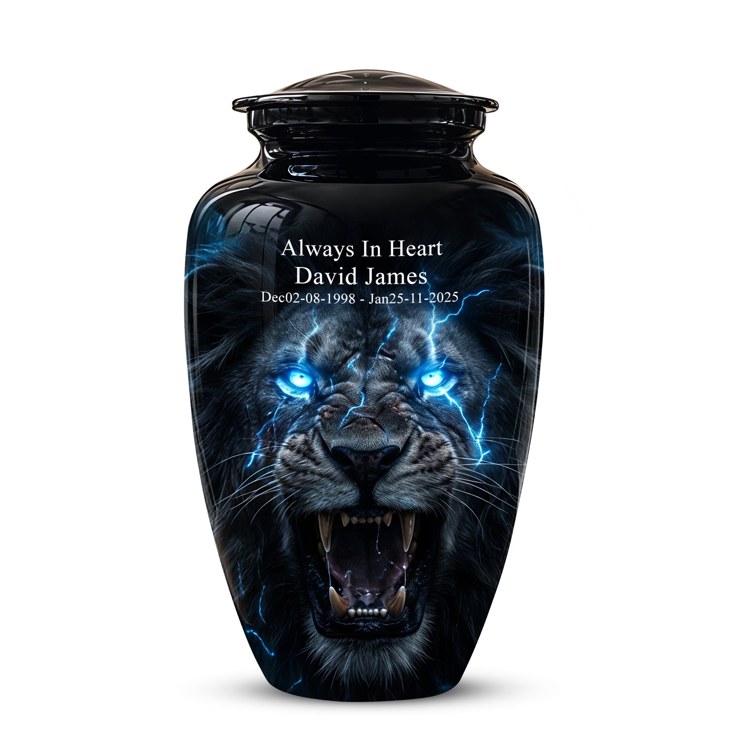 Black Lion Memorial Urns - Custom Handmade Burial Urns For Human Ashes