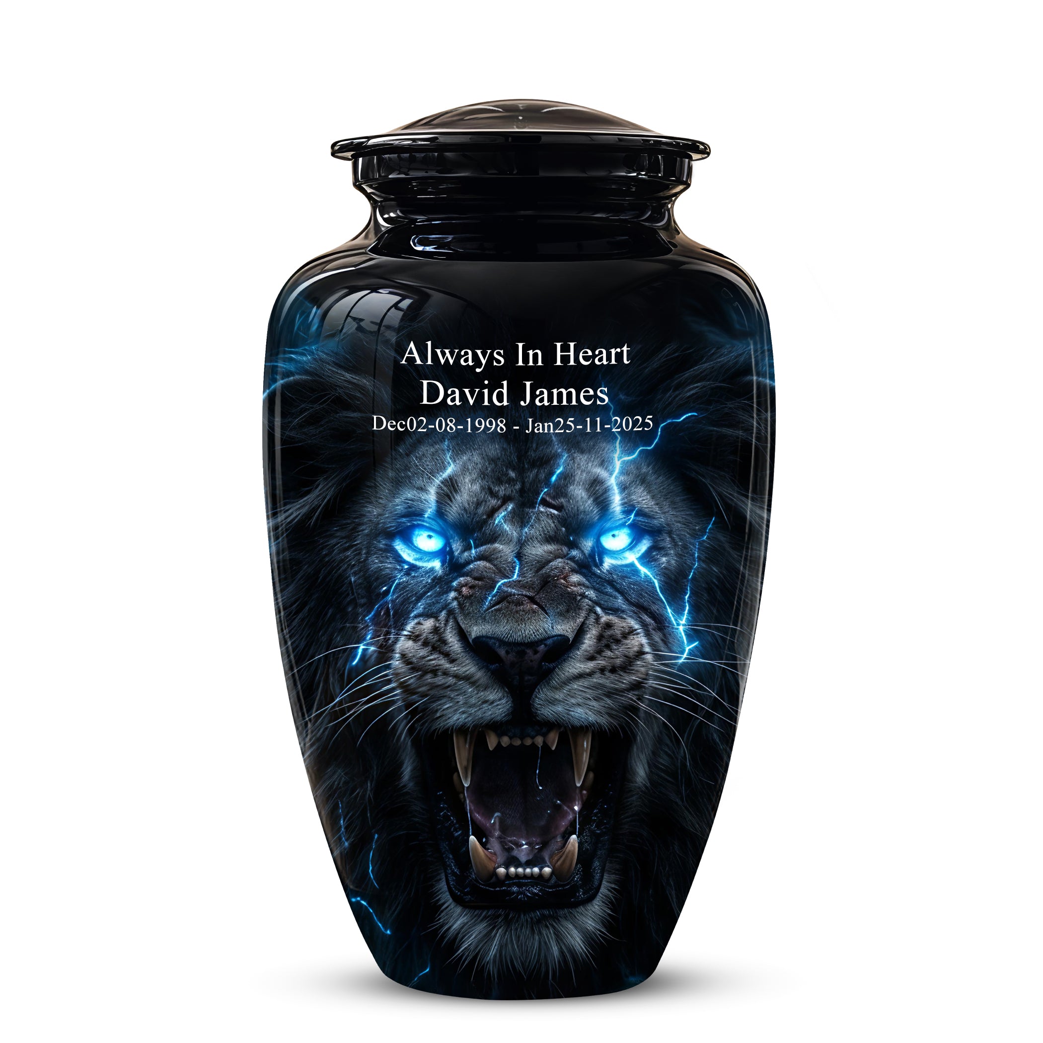 Black Lion Memorial Urns - Custom Handmade Burial Urns For Human Ashes