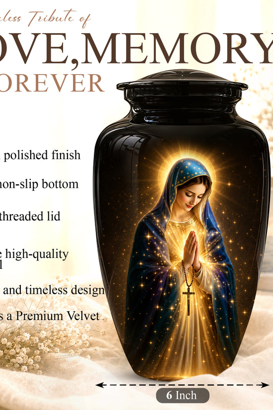 Religious Virgin Mary Cremation Urn - Personalized Urns For Mom Ashes