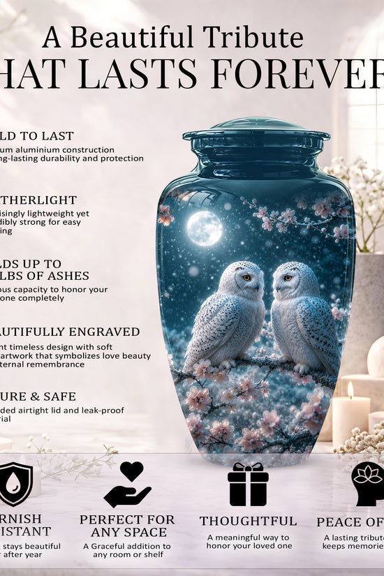 Snowy Owl Couple Memorial Urn - Majestic Couple Urns For Loved Ones
