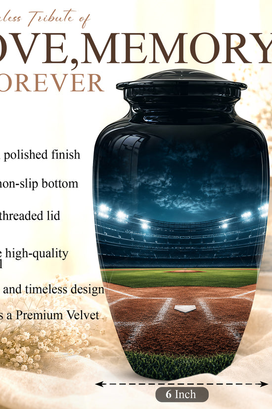 Personalized Baseball Ground Cremation Urn - Aluminium Memorial Urns
