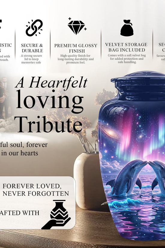 Twin Dolphin Memorial Urn - Beautiful Cremation Urns For Women Ashes