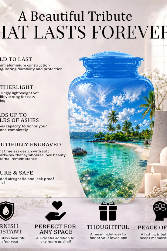 Beach Themed Burial Urn - Personalized Cremation Urns For Human Ashes