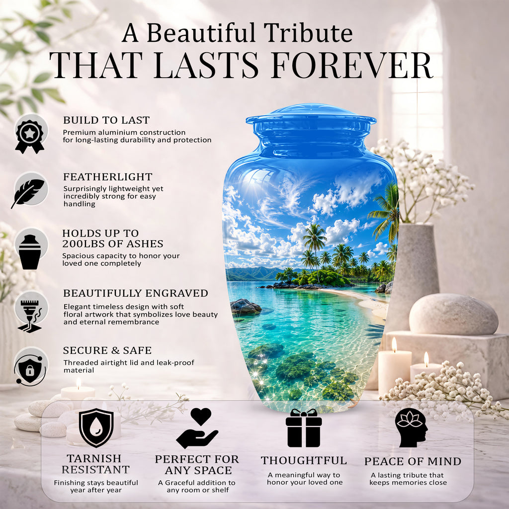 Beach Themed Burial Urn - Personalized Cremation Urns For Human Ashes