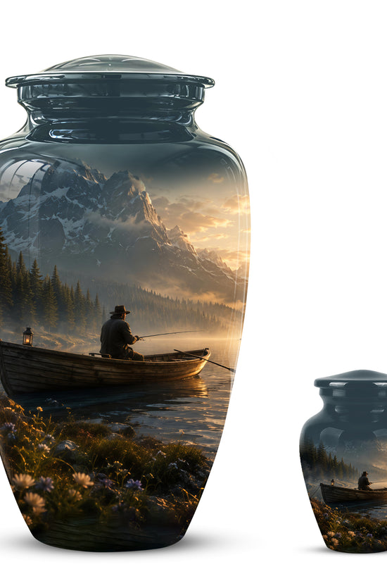 Fisherman Themed Urn - Artistic Fishing Landscape Urns For Human Ashes