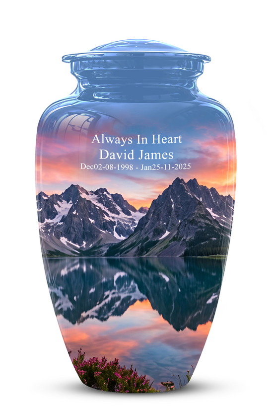 Mountain Lake Burial Urns - Sunset Scenic Cremation Urns For Nature Lovers