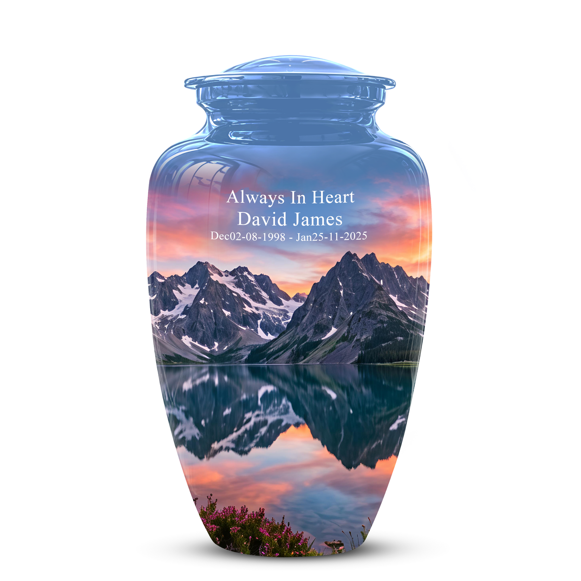 Mountain Lake Burial Urns - Sunset Scenic Cremation Urns For Nature Lovers