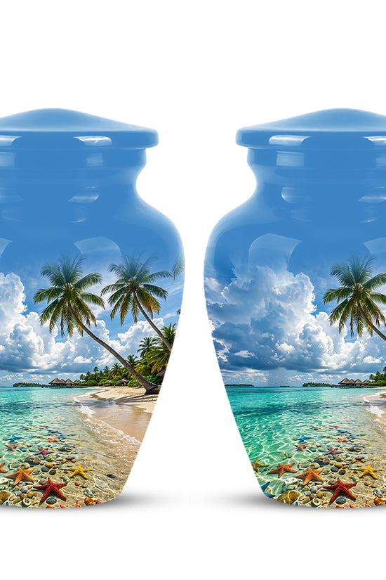Beach Themed Burial Urn - Blue Sky Memorial Urns For Human Ashes