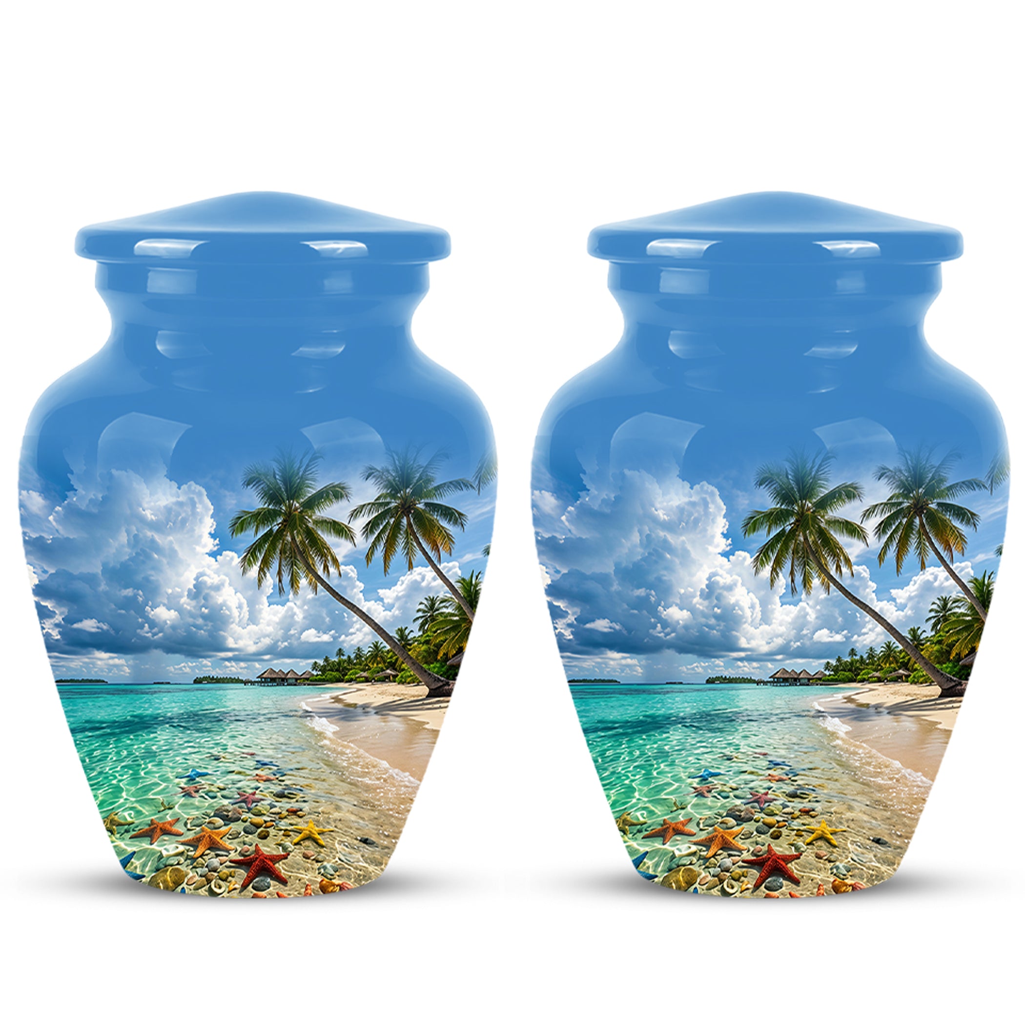 Beach Themed Burial Urn - Blue Sky Memorial Urns For Human Ashes