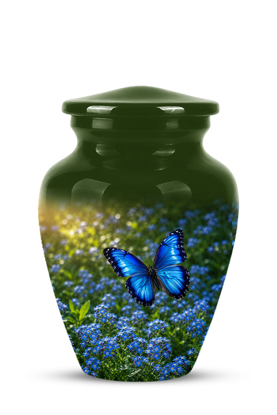 Blue Flying Butterfly Themed Urn - Majestic Butterfly Urns For Ashes