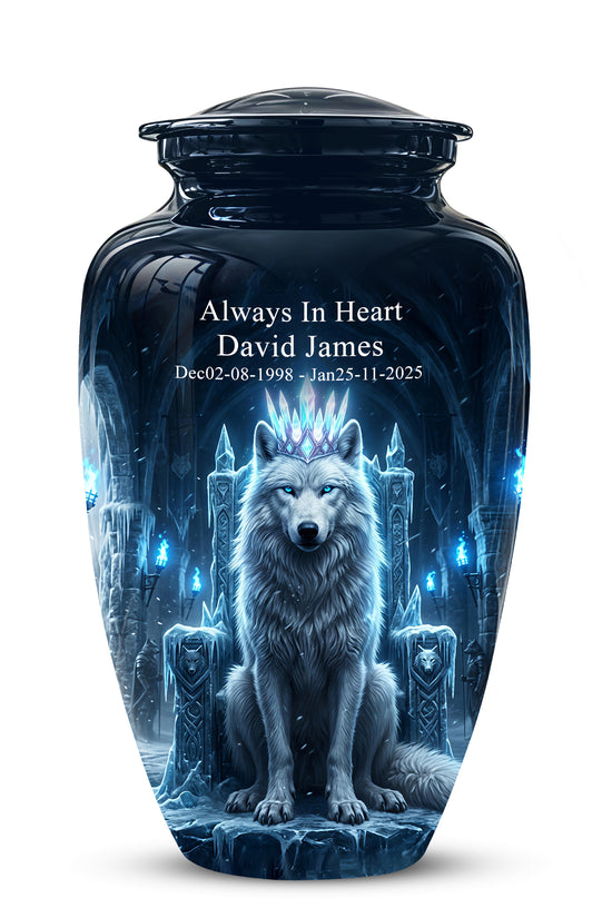 Ice Throne Wolf King Urn for Ashes | Personalized Urn Memorial